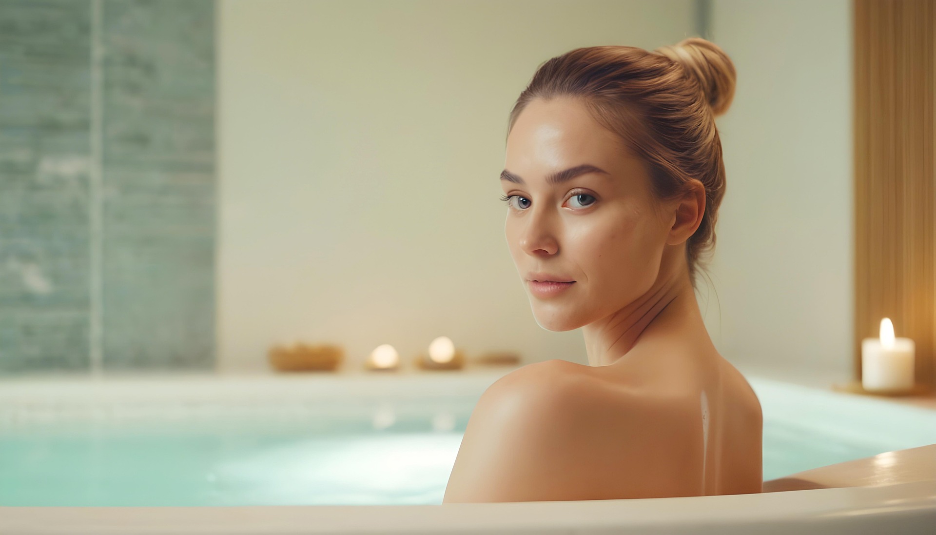 Thermen und Wellness - Frau entspannt im Pool