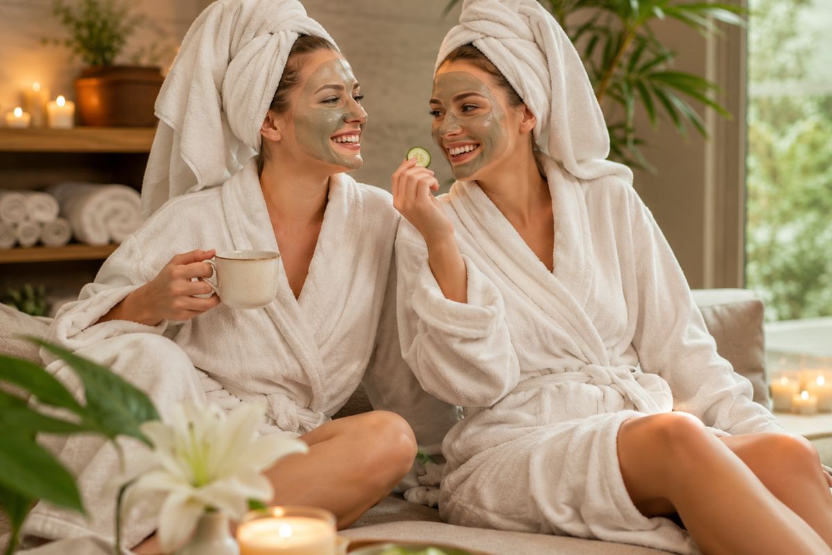 Zwei Frauen im Bademantel